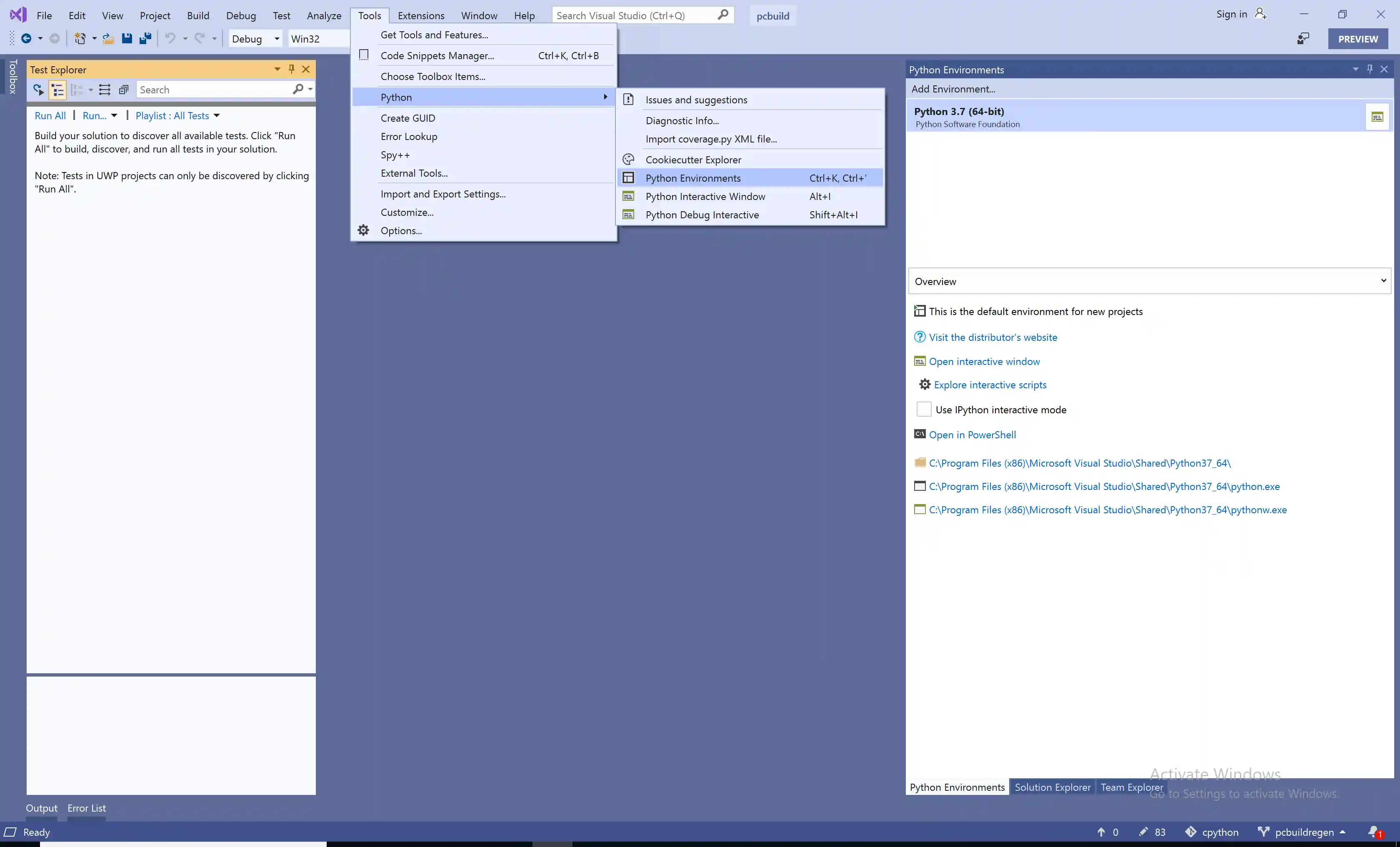 Choosing Python environments