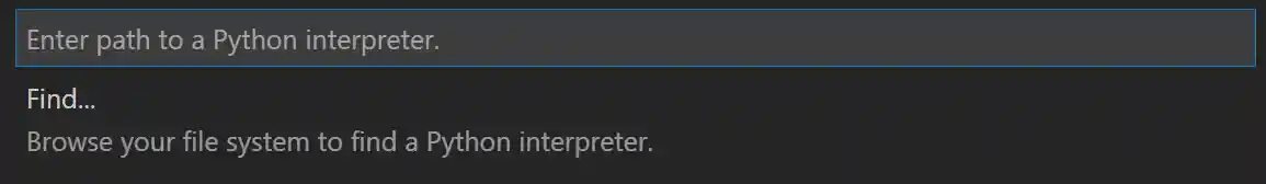 Enter path or browse for an interpreter
