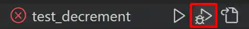 Debug Test icon in the Test Explorer
