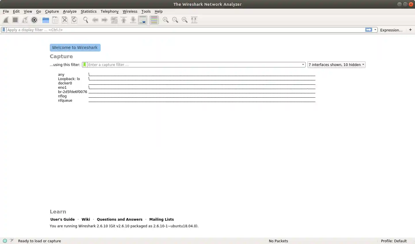 Wireshark's main screen