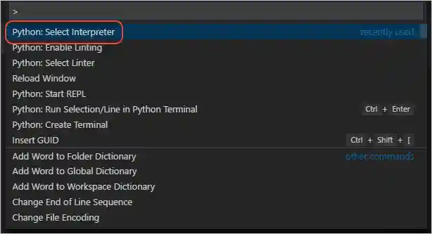 Flask tutorial: opening the Command Palette in VS Code