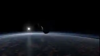 The OV in orbit at Sunset