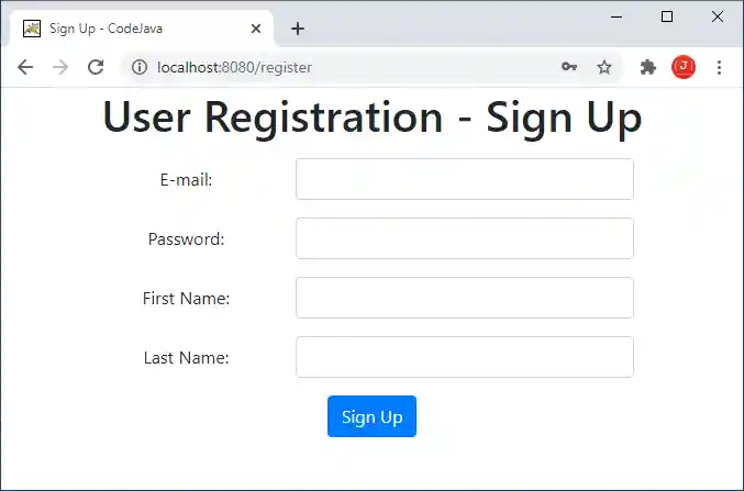 user registration form