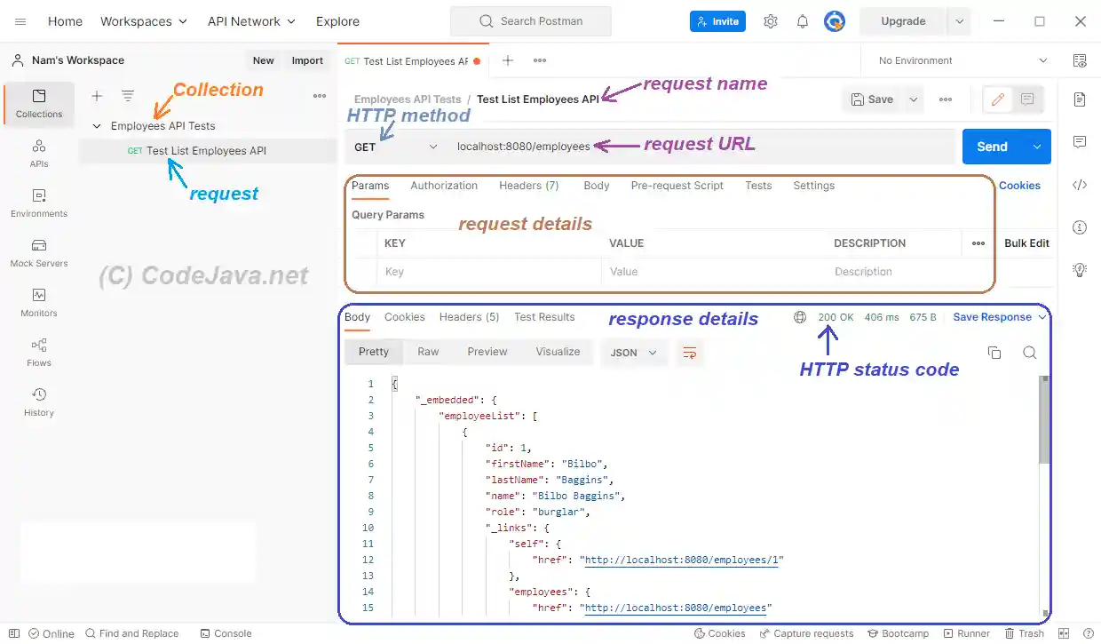 Postman test retrieve API