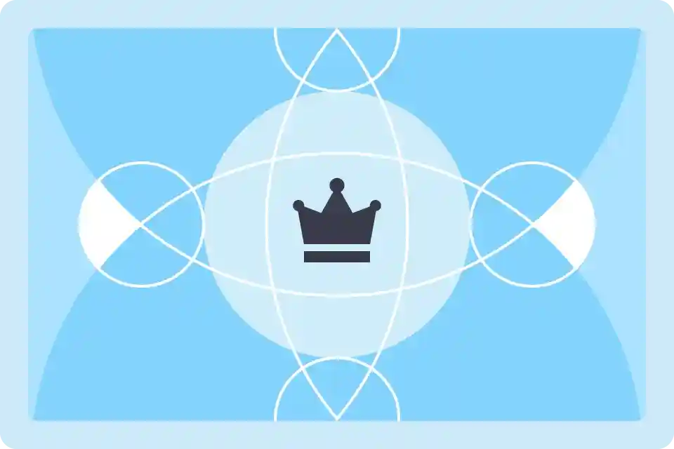 black crown icon on blue background