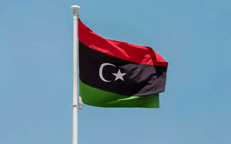 Flag of Libya waving in the wind