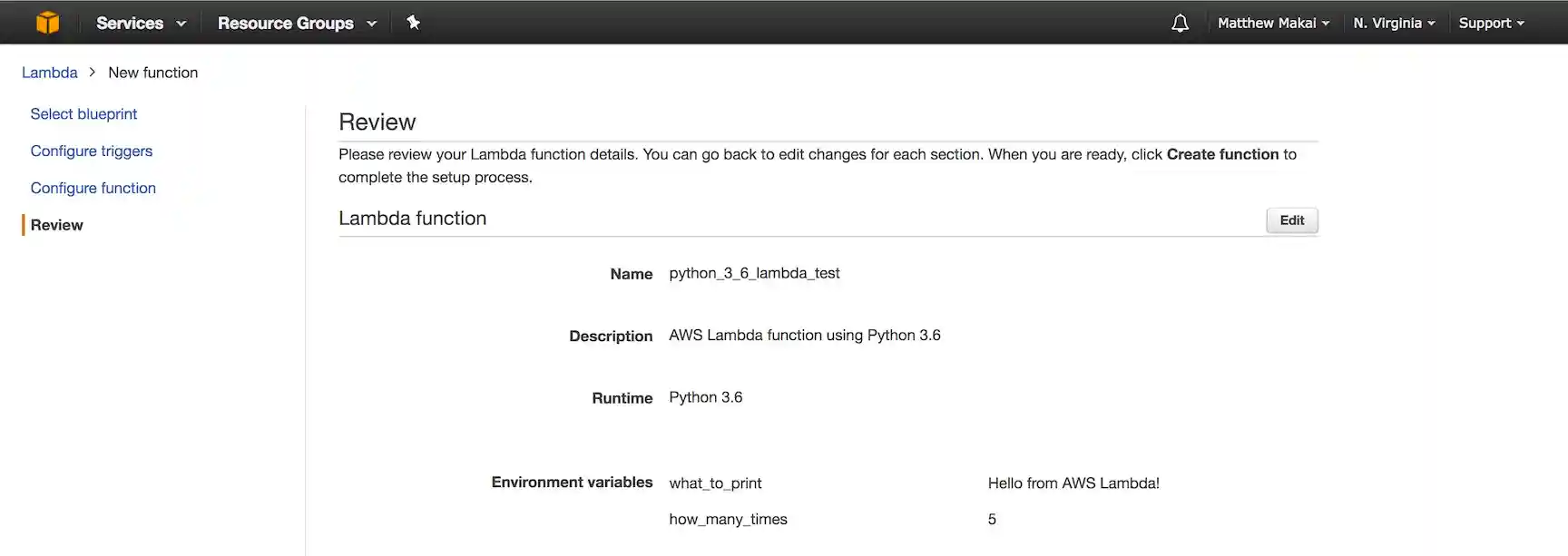Review Lambda configuration.