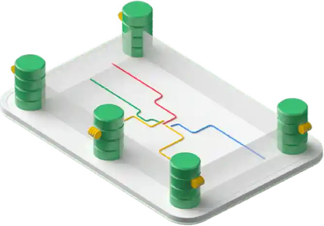 Four networked databases