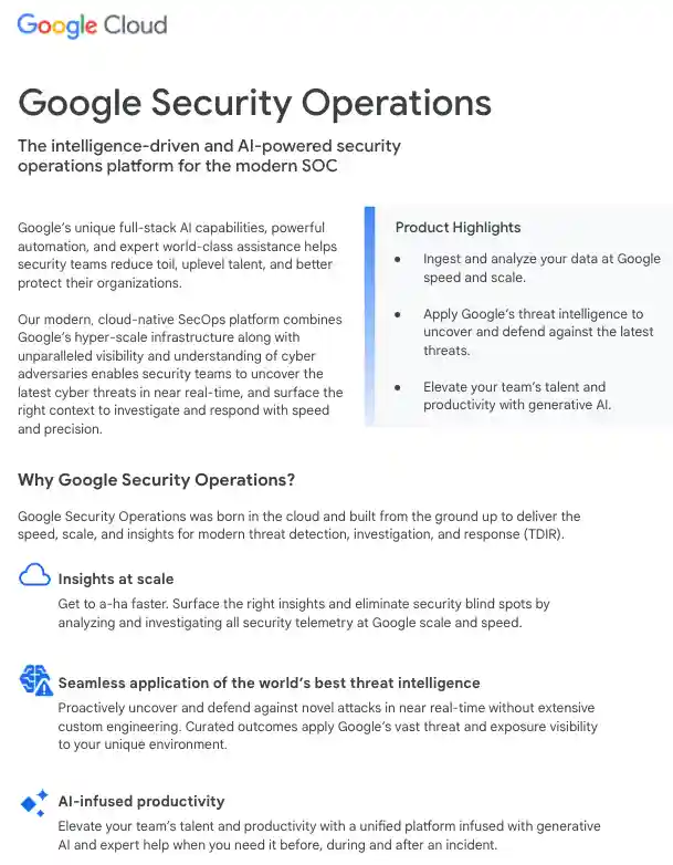 Google Security Operations written in text