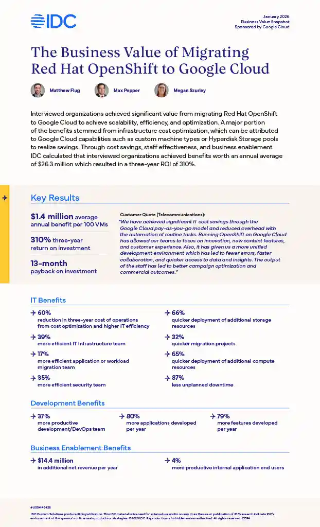 the business value of migrating red hat openshift to google cloud