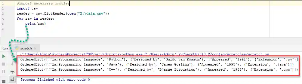 Read a CSV file into a Dictionary