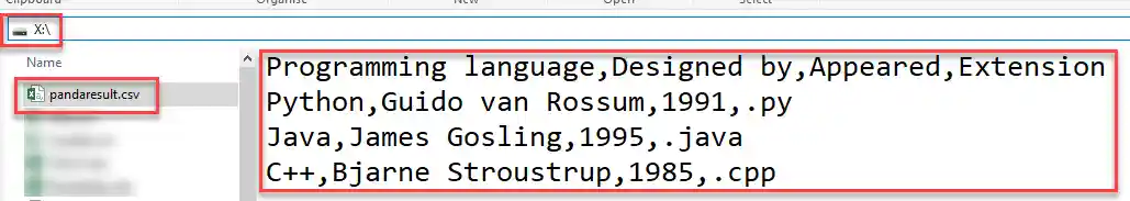 Write CSV File using Pandas