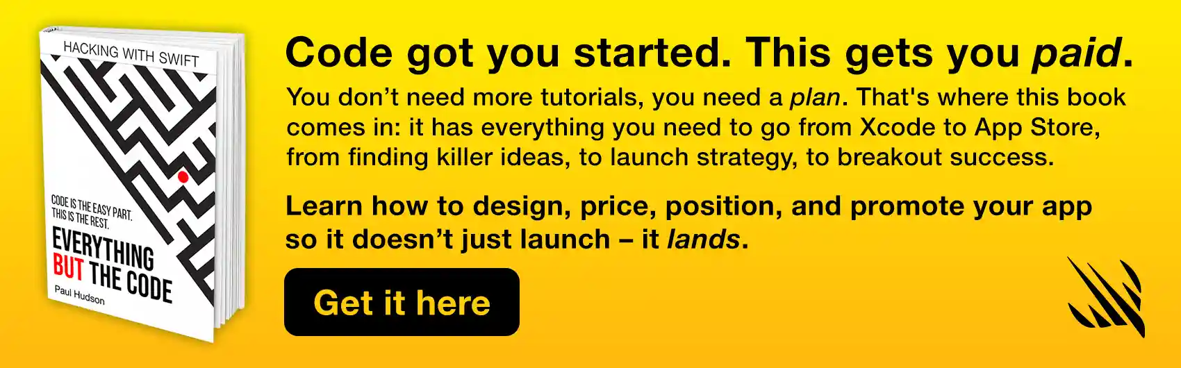 Code got you started. This gets you paid. You don’t need more tutorials, you need a plan. That's where this book comes in: it has everything you need to go from Xcode to App Store, from finding killer ideas, to launch strategy, to breakout success.
