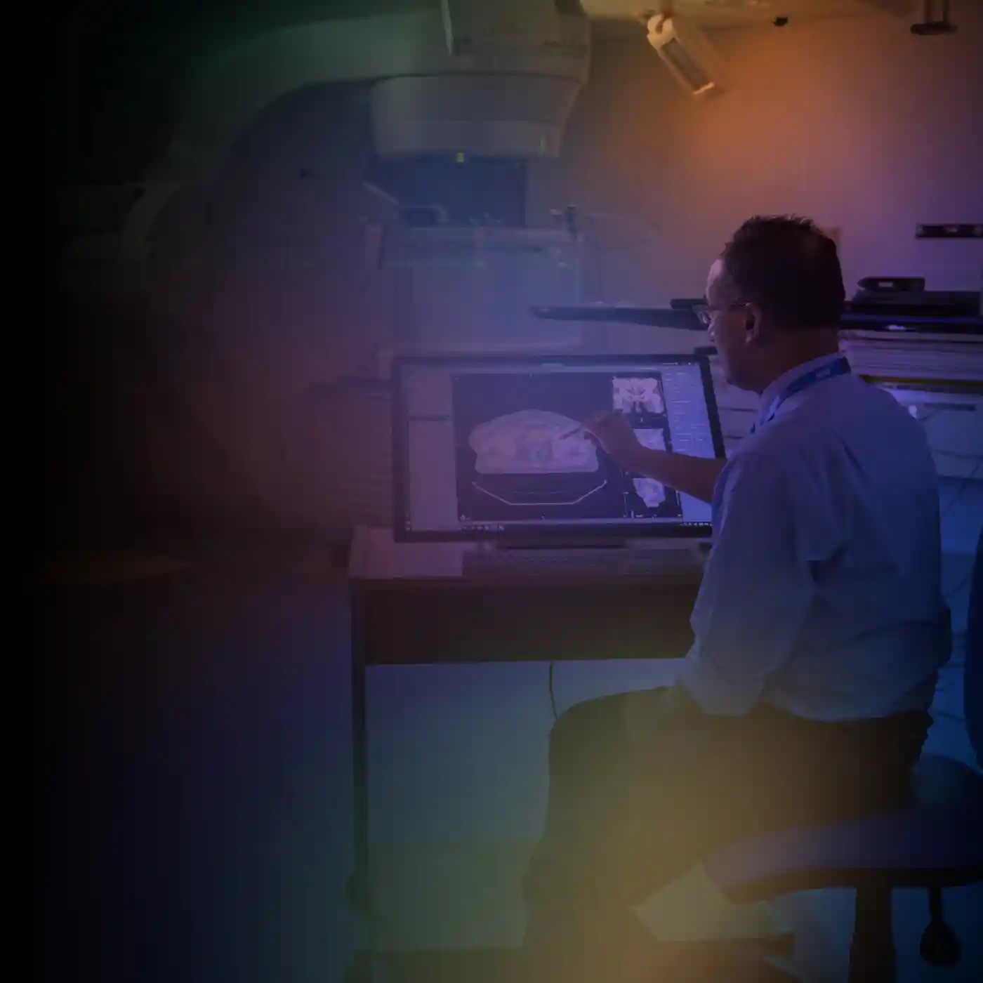 Researcher working with medical scan