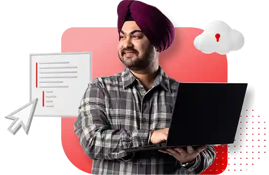 Person using laptop to access My Red Hat