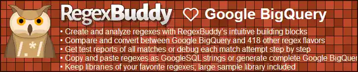 RegexBuddy—The best regex editor and tester for bigquery developers!