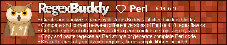 RegexBuddy—The best regex editor and tester for Perl developers!