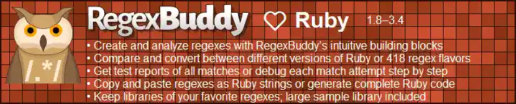 RegexBuddy—The best regex editor and tester for Ruby developers!