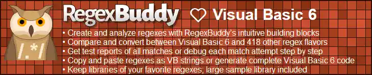 RegexBuddy—The best regex editor and tester for VB 6 developers!
