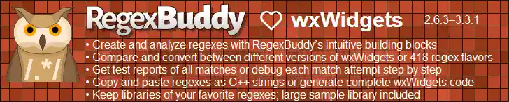 RegexBuddy—The best regex editor and tester for wxWidgets developers!