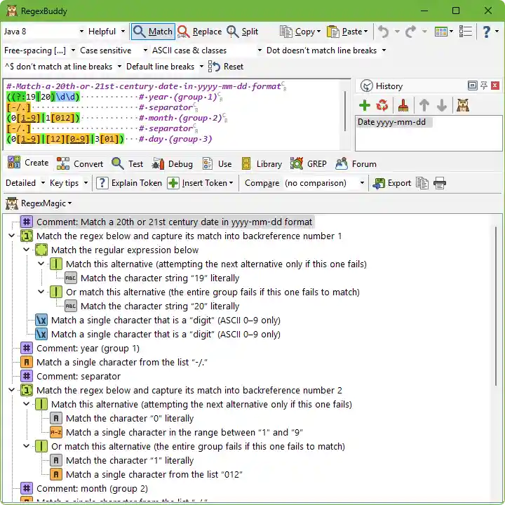RegexBuddy makes regular expressions more readable with syntax coloring