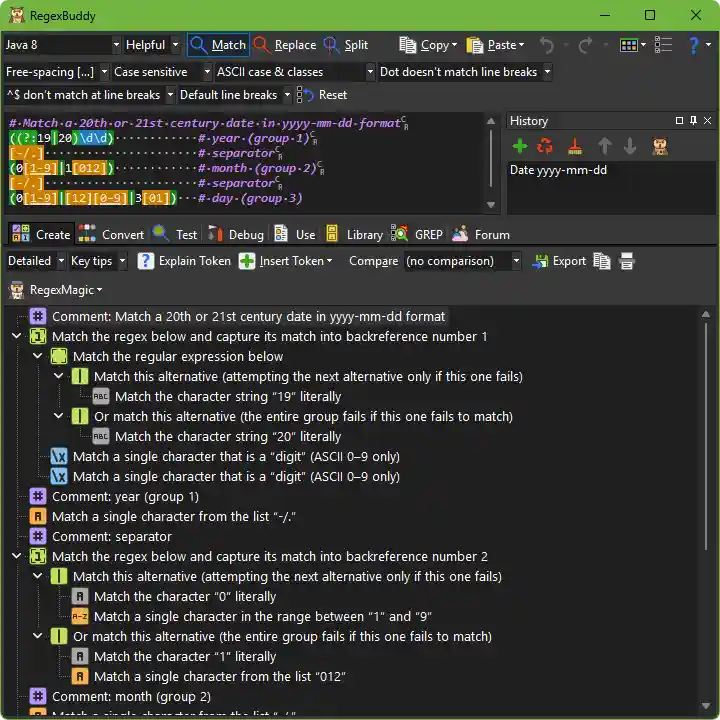 RegexBuddy makes regular expressions more readable with syntax coloring