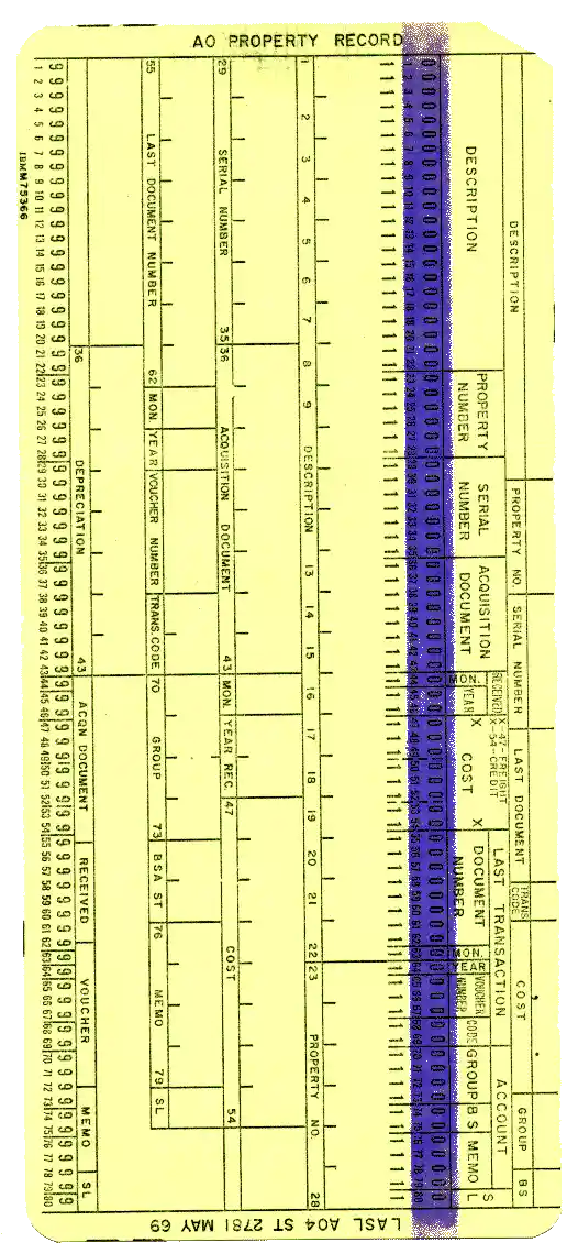Image of an old IBM card from Los Alamos.