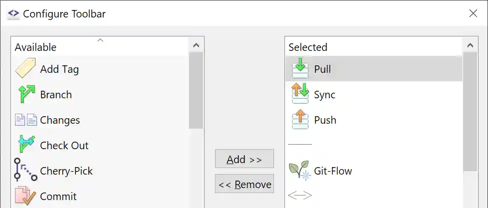 Screenshot of SmartGit showing the standard layout with working tree, commit history, and index side by side.