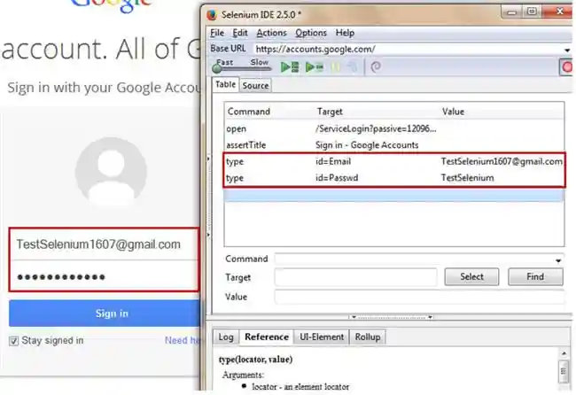 Selenium IDE test editor