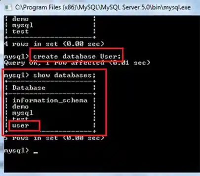create database user