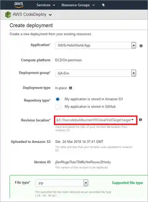 enter the Revision location