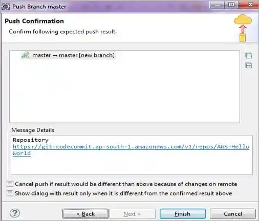 Push Branch Master screen