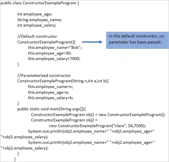 Constructor sample programme
