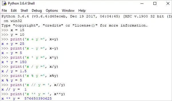 Python arithmetic operator example