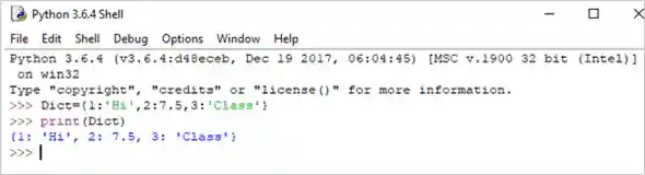 Python Data type - dictionary example 1