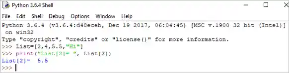 Python Data type - list example