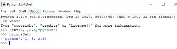 Python Data type - set example 1