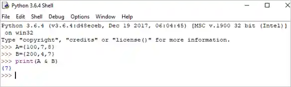 Python Data type - set example 3