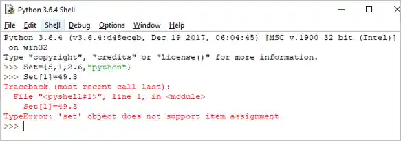 Python Data type - set example 4
