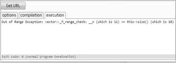 Out_of_range exception output