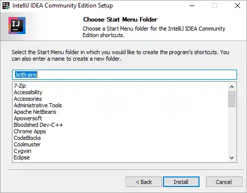 Select Start Menu folder