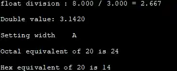printf example - Output