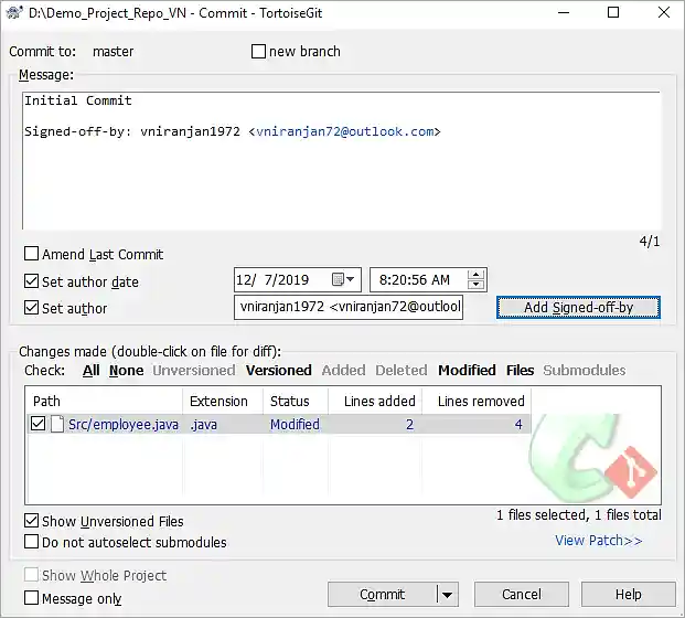 Add a commit message