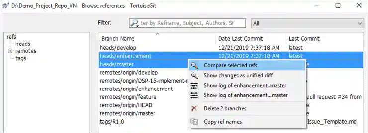 Click on the refs section