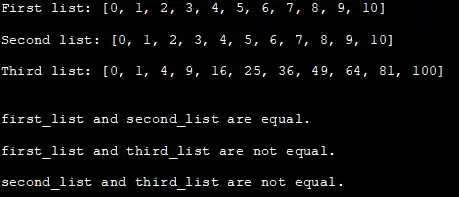 Output of equals method
