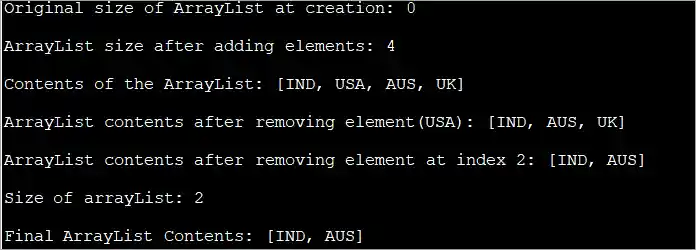 ArrayList java example