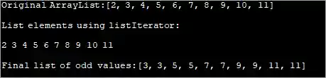 ListIterator Example - output