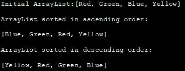 Output - sort arraylist in Java