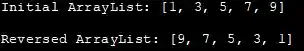 Output - Reverse and ArrayList
