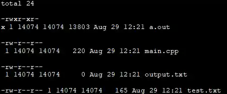 output - execution of ls command